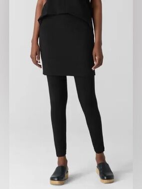 Eileen Fisher Skirted Ankle Leggings in Black XXS